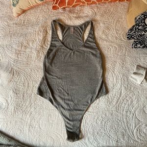 American Apparel Grey Cotton Spandex Bodysuit